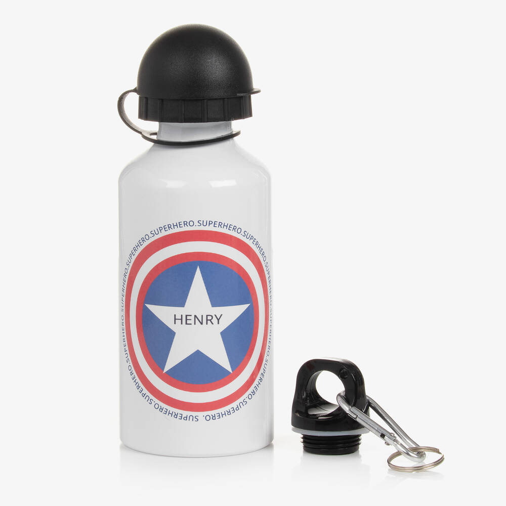 Treat Republic Personalised Superhero Water Bottle (20cm) In White