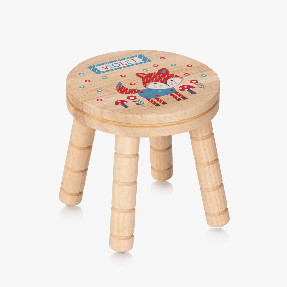 Treat Republic - مقعد خشب بطبعة ثعلب للأطفال | Childrensalon