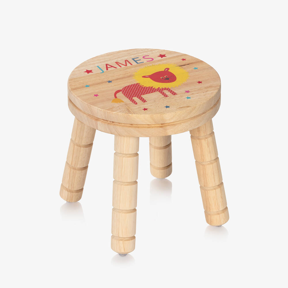 Treat Republic - مقعد خشب بطبعة أسد للأطفال | Childrensalon