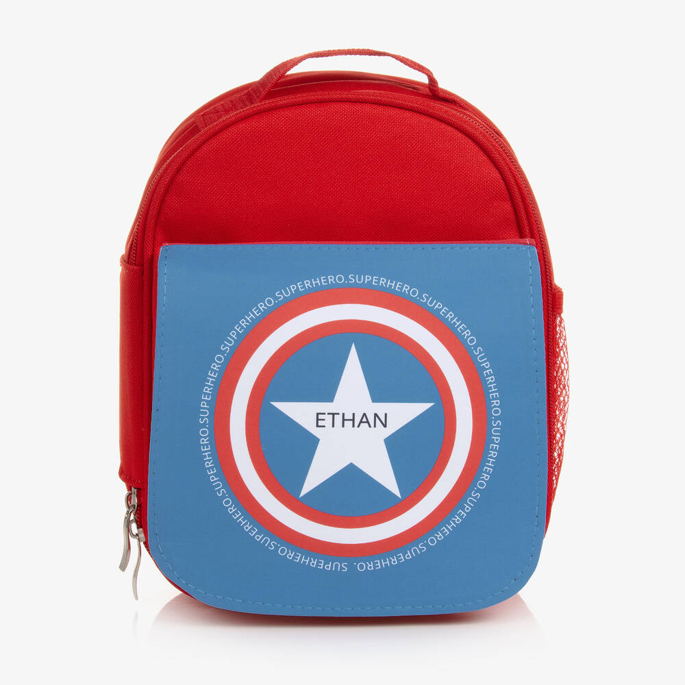 Treat Republic - Red Personalised Superhero Lunch Bag (24cm) | Childrensalon