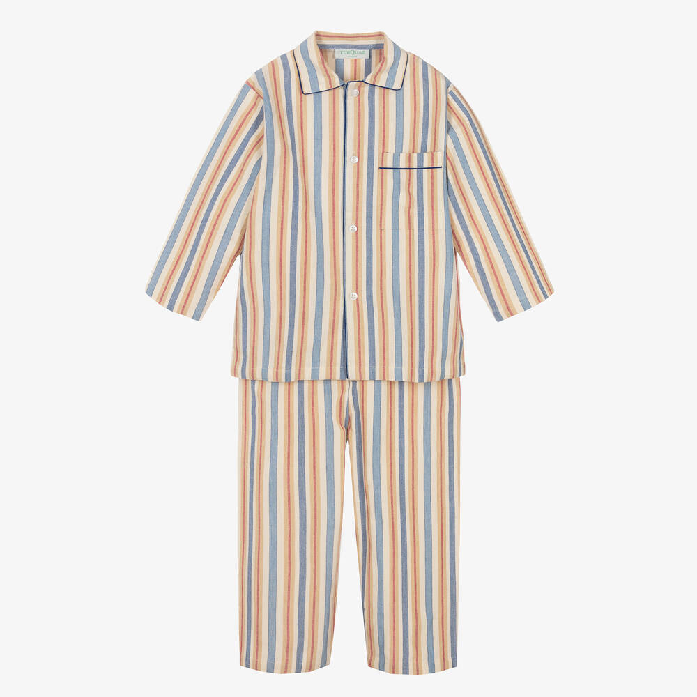 Turquaz - Boys Beige Striped Cotton Pyjamas | Childrensalon