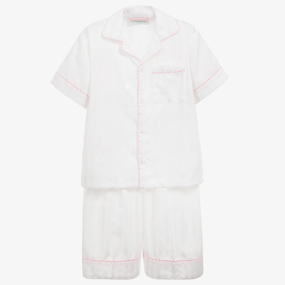 Turquaz - Girls White Cotton Short Pyjamas | Childrensalon