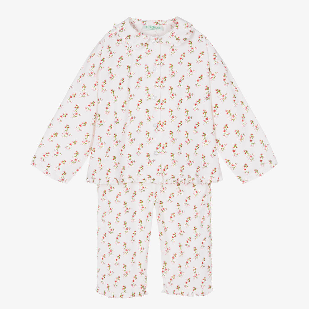 Turquaz - Белая хлопковая пижама с цветами для девочек | Childrensalon