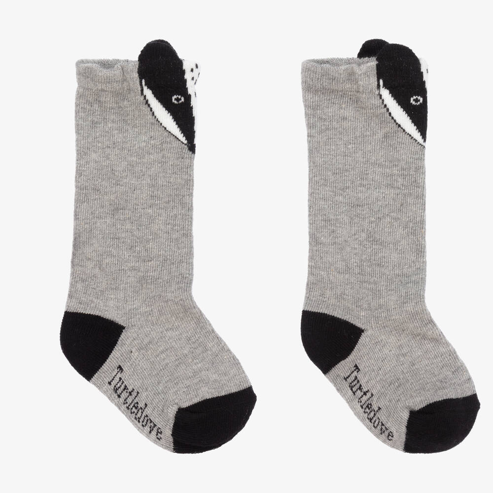Turtledove London Babies' Grey Cotton Badger Socks