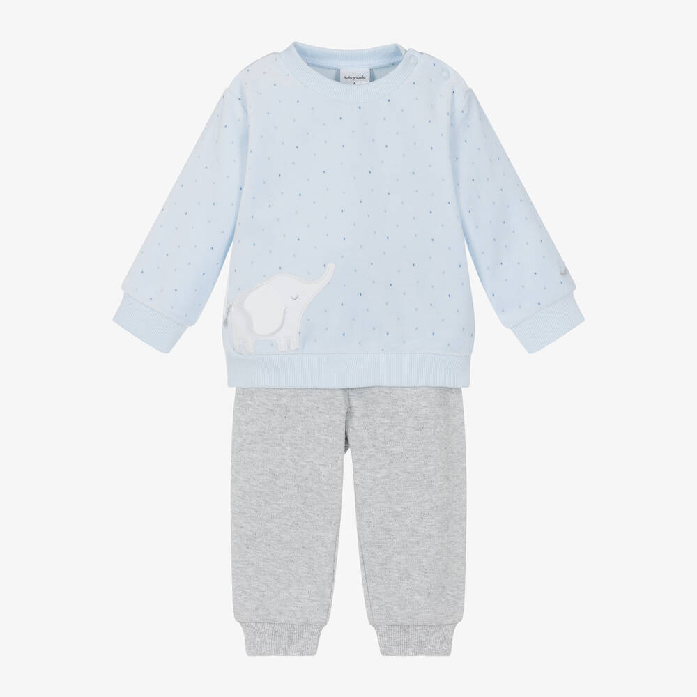 Tutto Piccolo - Baby Boys Blue & Grey Elephant Tracksuit | Childrensalon