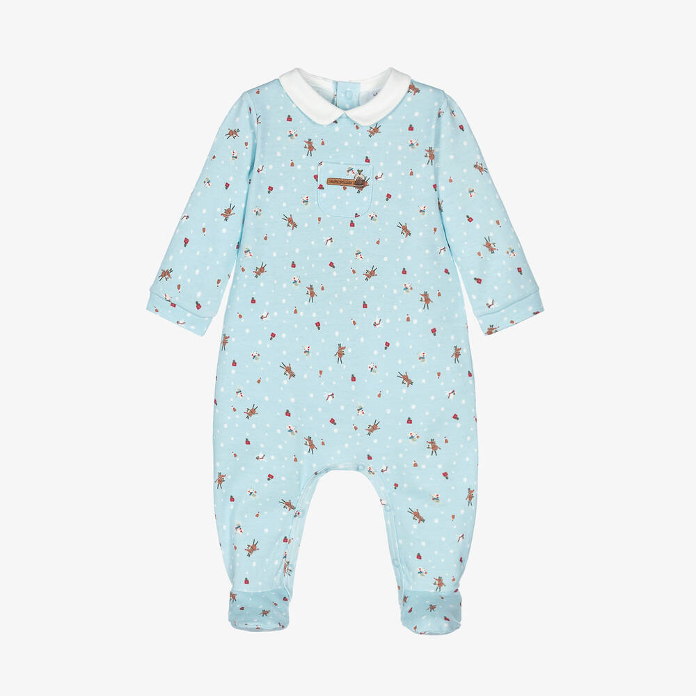 Tutto Piccolo - Blue Cotton Festive Babygrow | Childrensalon