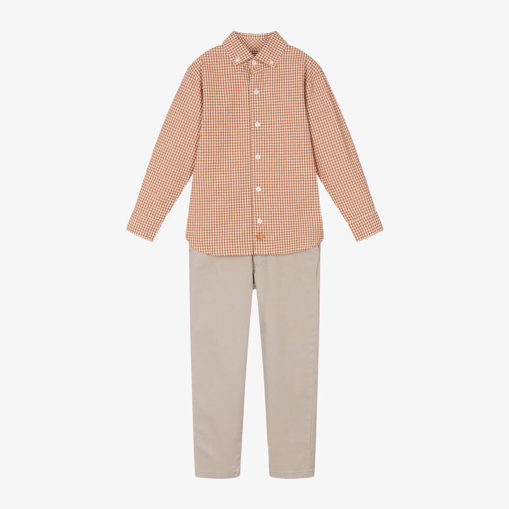 Tutto Piccolo - Boys Beige Cotton Trouser Set | Childrensalon