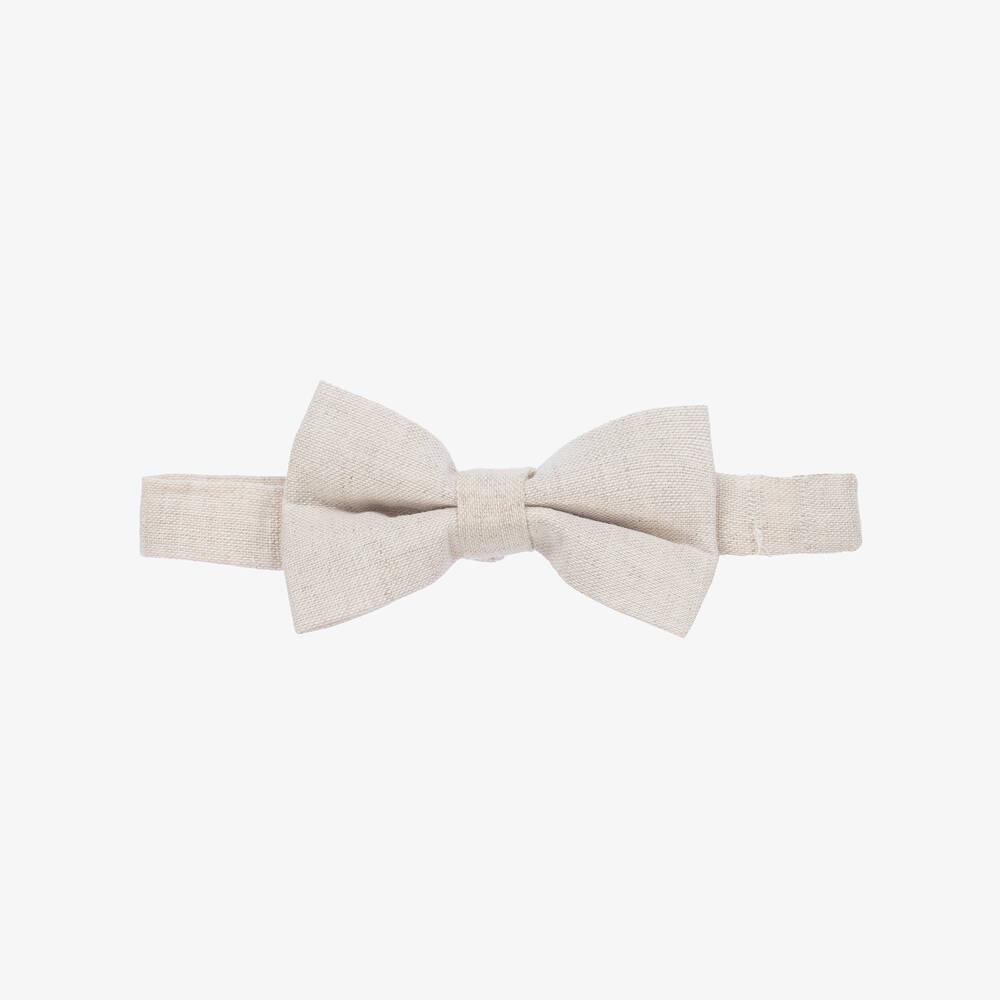Tutto Piccolo - ربطة عنق قطن وكتان لون بيج فاتح للأولاد | Childrensalon