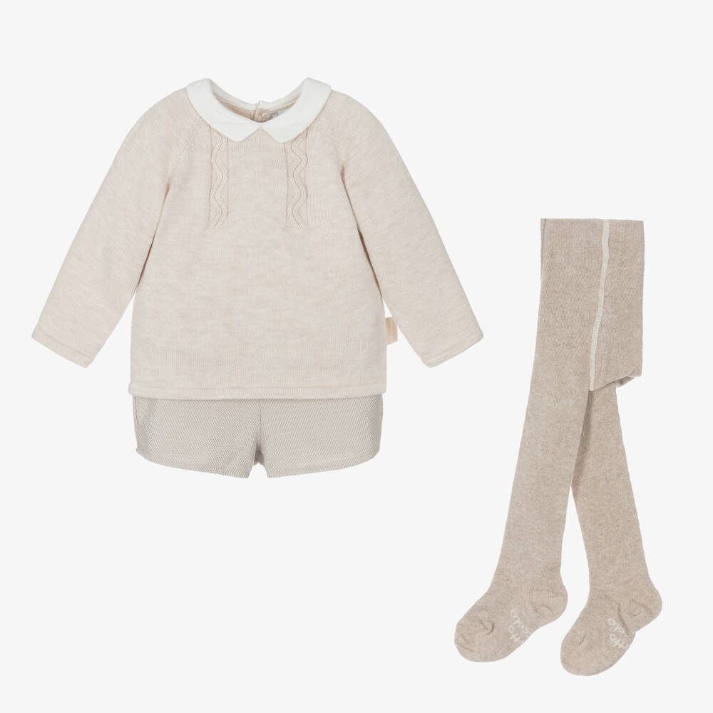 Tutto Piccolo - Boys Beige Shorts Set | Childrensalon