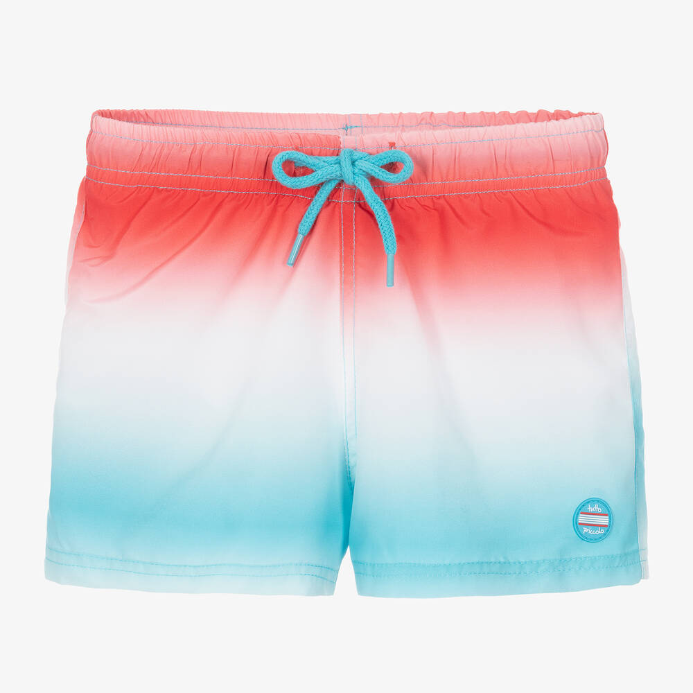 Tutto Piccolo - Boys Blue & Red Ombré Swim Shorts | Childrensalon