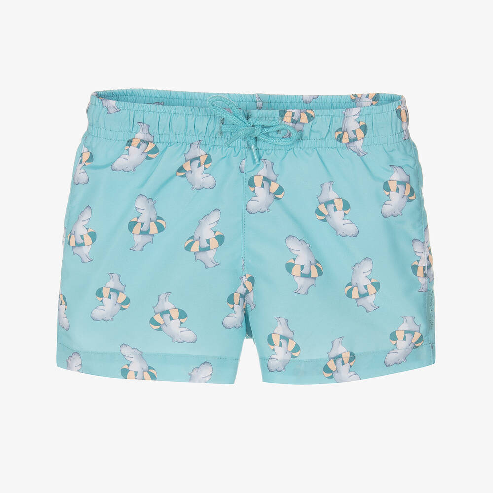 Tutto Piccolo - Boys Green Hippo Swim Shorts | Childrensalon
