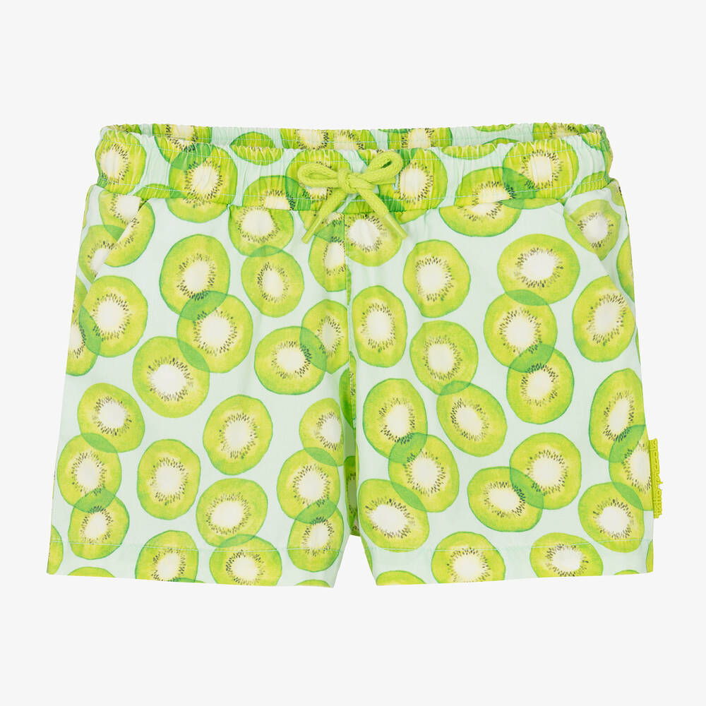 Tutto Piccolo - Boys Green Kiwi Print Swim Shorts | Childrensalon