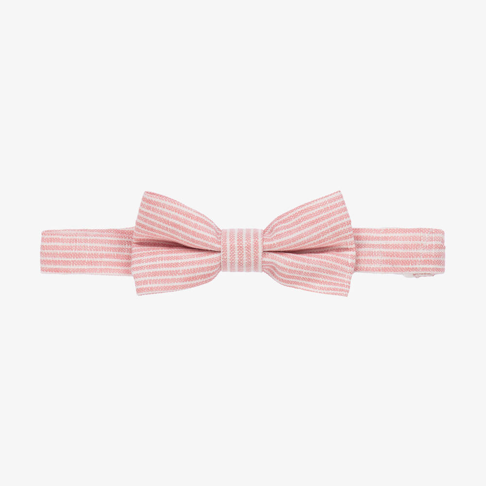 Tutto Piccolo - Boys Pink Striped Linen Bow Tie | Childrensalon