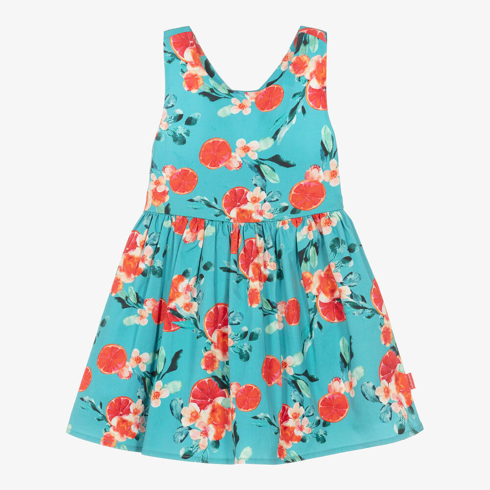 Tutto Piccolo - Girls Blue Cotton Floral Dress | Childrensalon