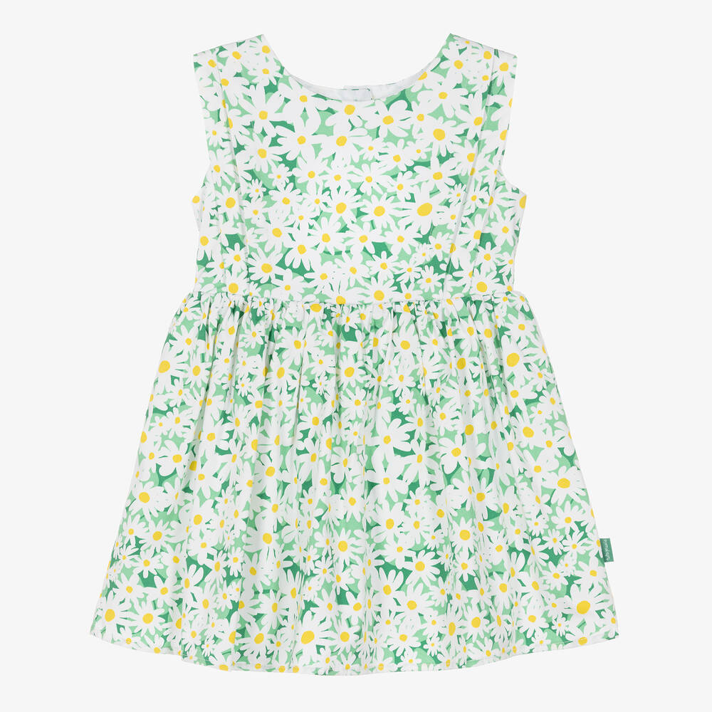 Tutto Piccolo - Girls Green Daisy Cotton Dress | Childrensalon