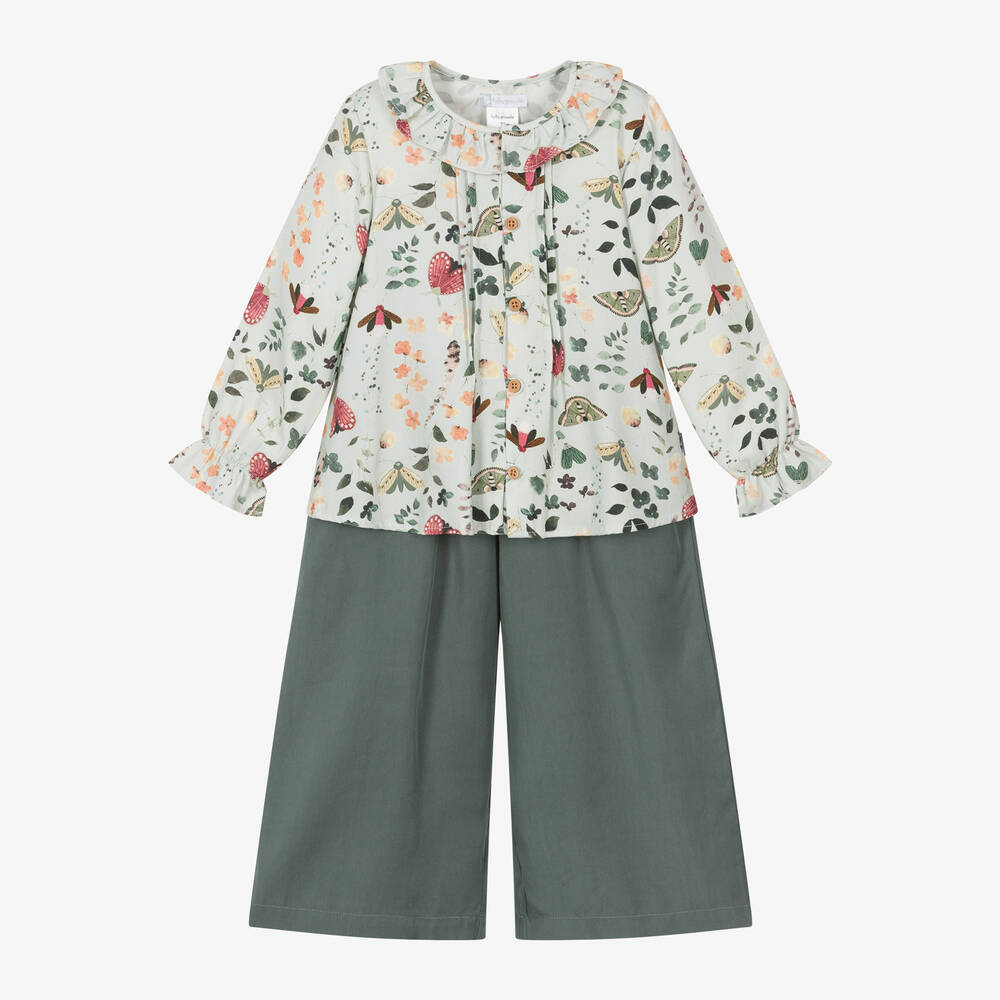 Tutto Piccolo - Girls Green Trouser Set | Childrensalon