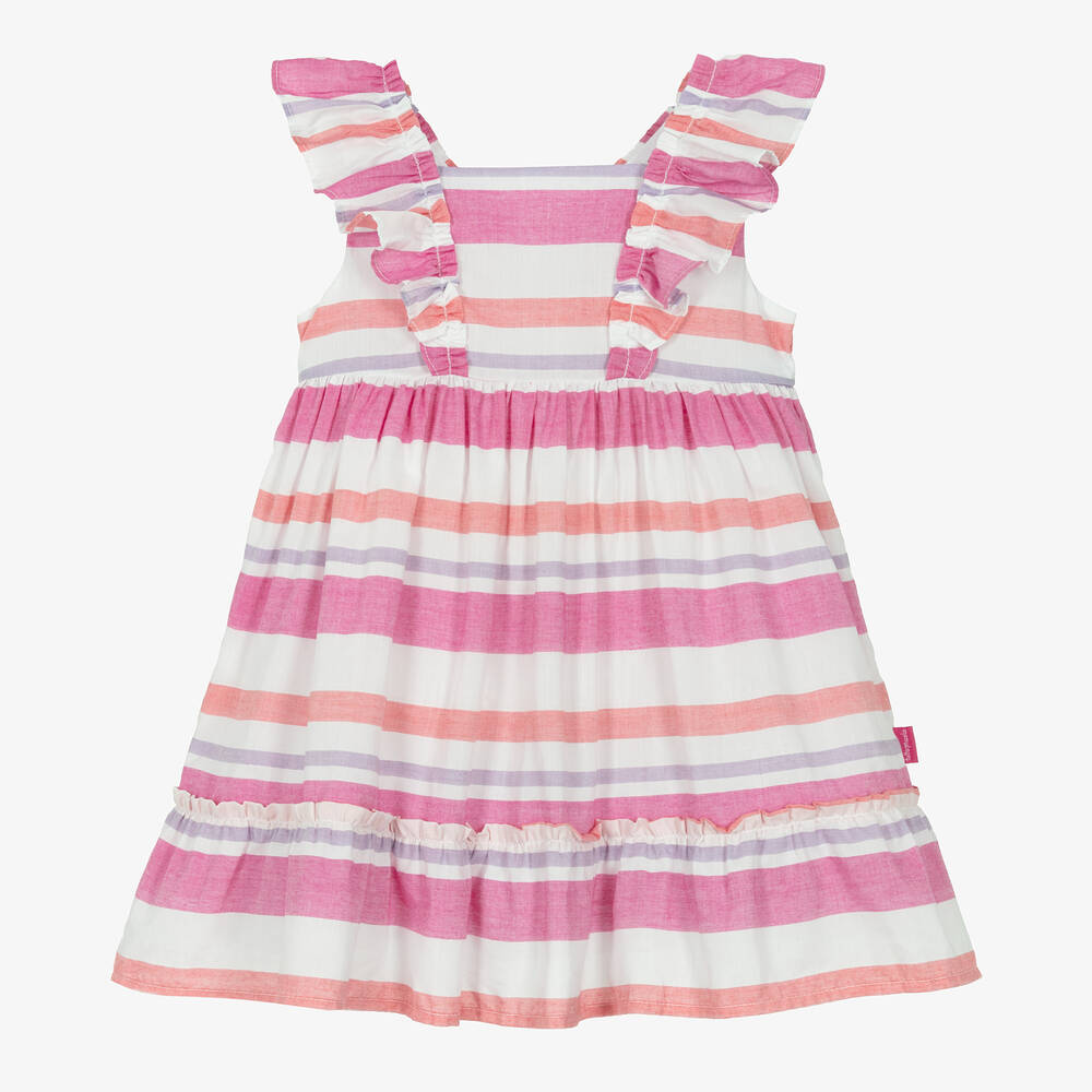 Tutto Piccolo - فستان قطن محبوك مقلم لون زهري وأبيض | Childrensalon