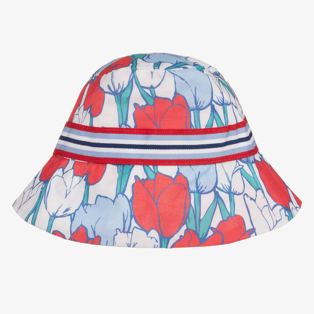 Tutto Piccolo - قبعة أطفال بناتي قطن مقلم لون أحمر وأزرق | Childrensalon