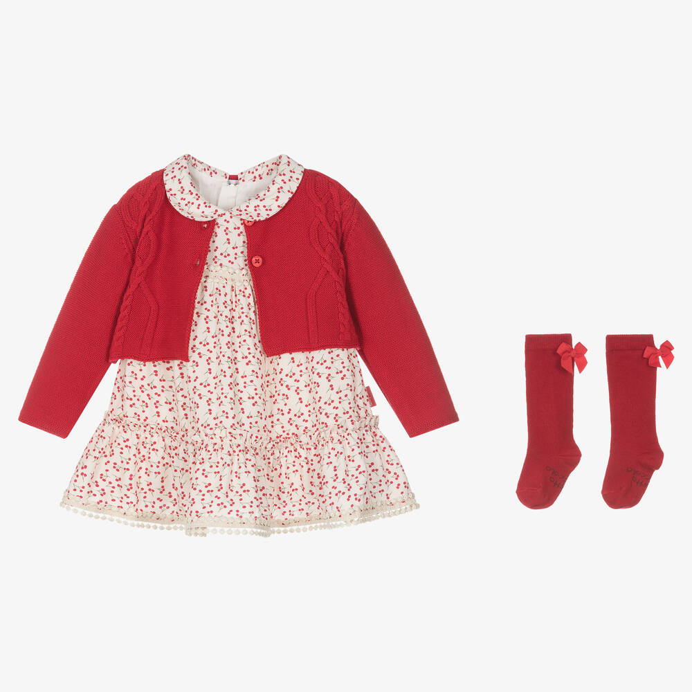 Tutto Piccolo - Красный комплект с платьем с вишнями | Childrensalon