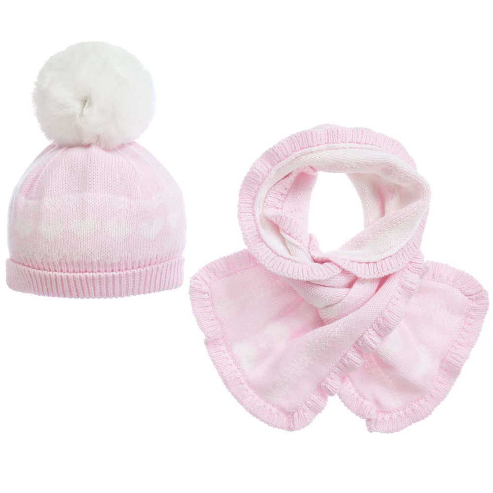 Tutto Piccolo Babies' Girls Pink Hat & Scarf Set