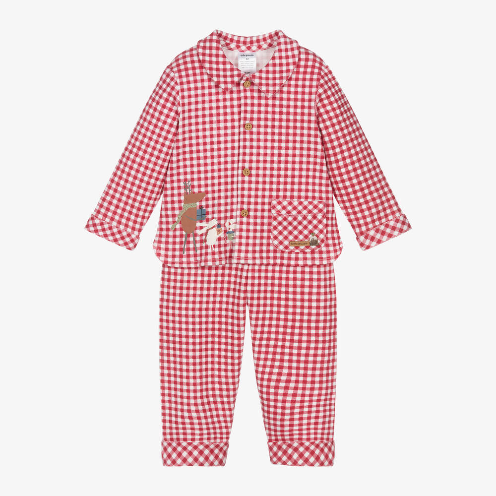 Tutto Piccolo - Red Check Cotton Pyjamas | Childrensalon