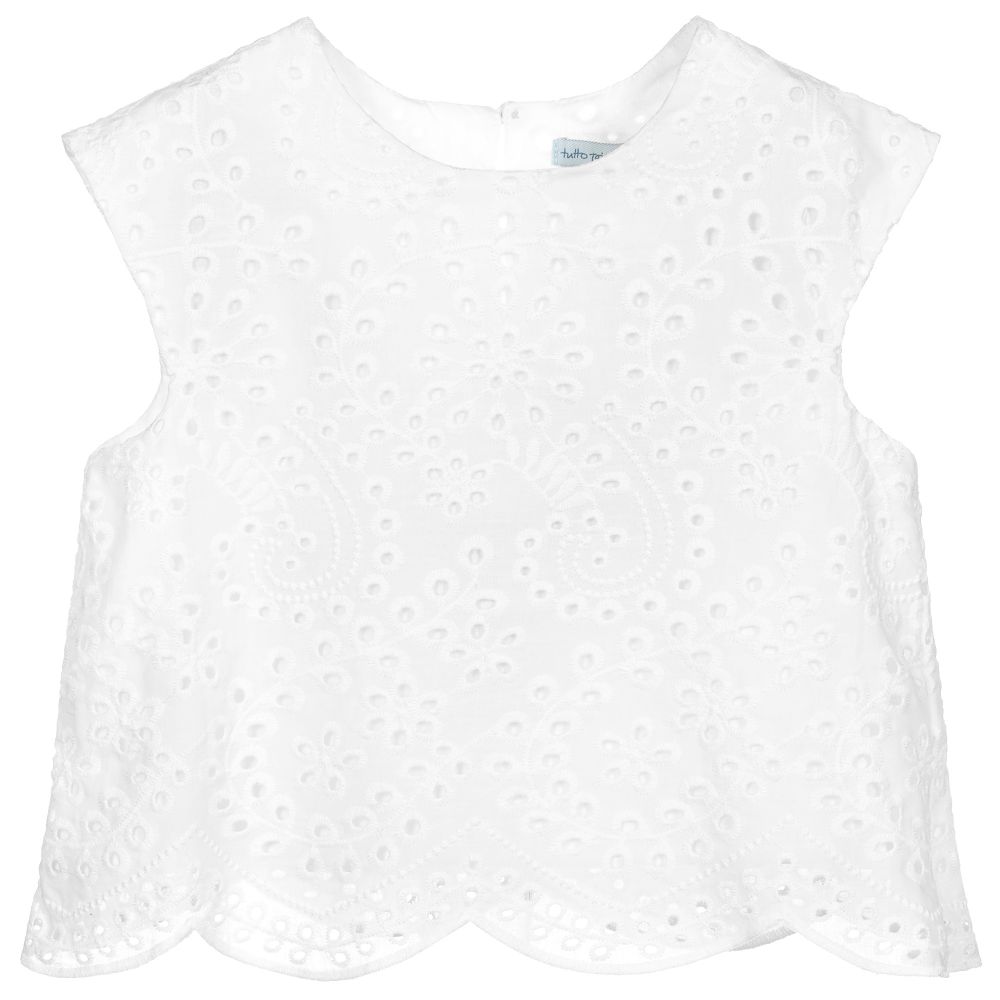 Tutto Piccolo Babies' Girls White Broderie Anglaise Blouse