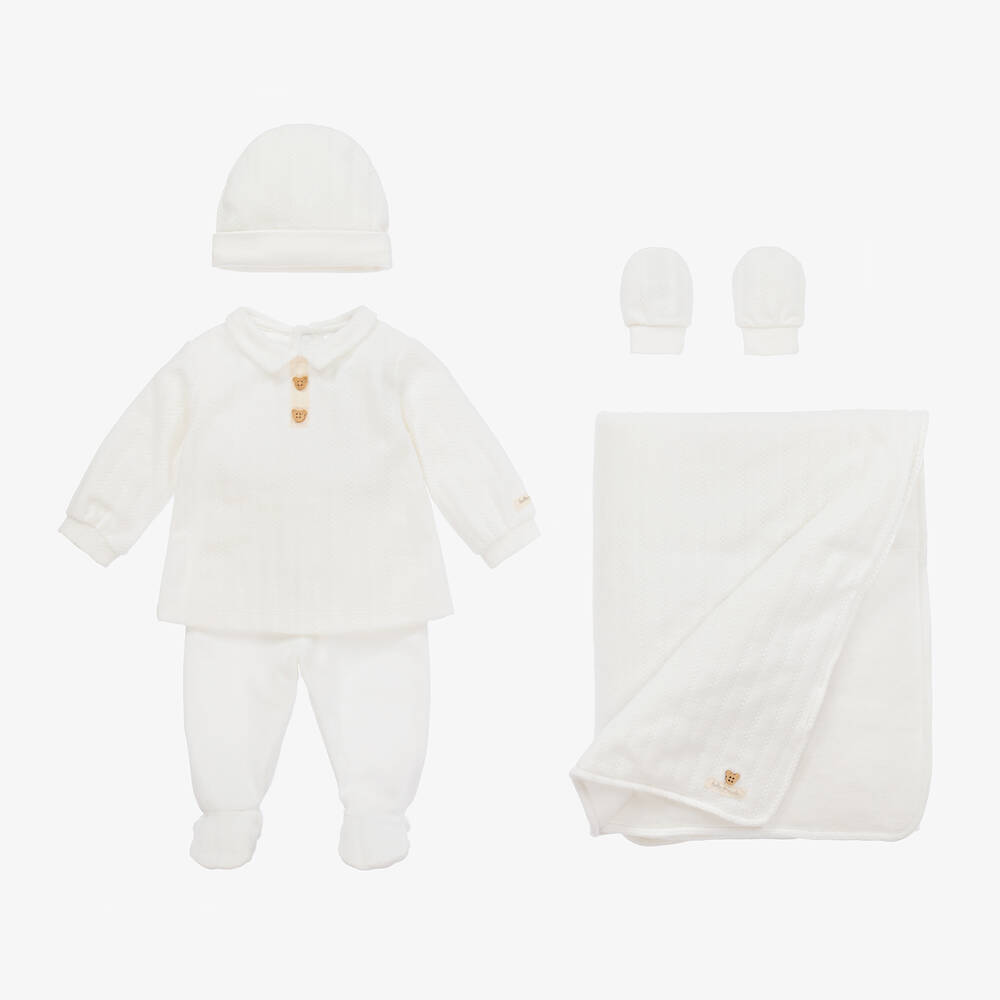 Tutto Piccolo - White Velour Babysuit Set | Childrensalon