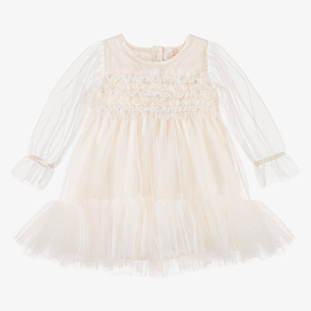 Tutu du Monde - Кремовое платье из тюля с бисером | Childrensalon