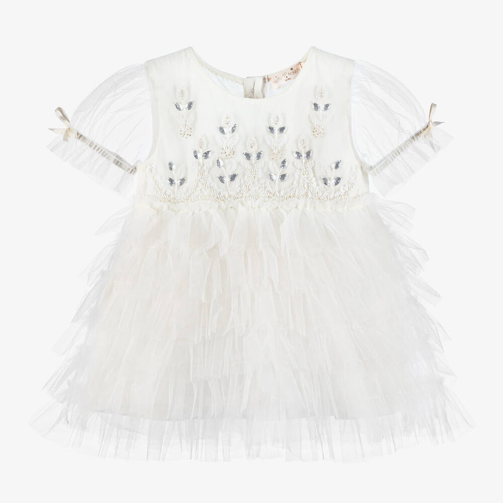 Tutu du Monde - Baby Girls Ivory Tulle & Beads Dress | Childrensalon