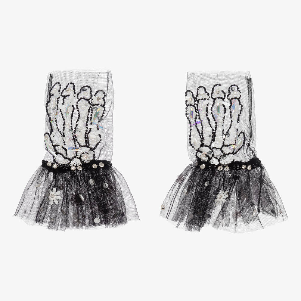 Tutu du Monde - Girls Black Tulle Skeleton Gloves | Childrensalon