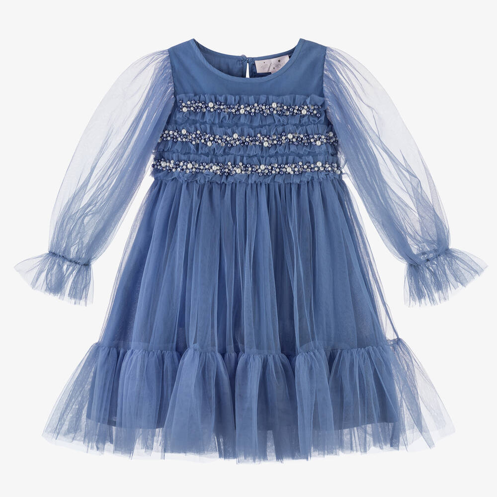 Tutu du Monde - Robe bleue en tulle à perles fille | Childrensalon