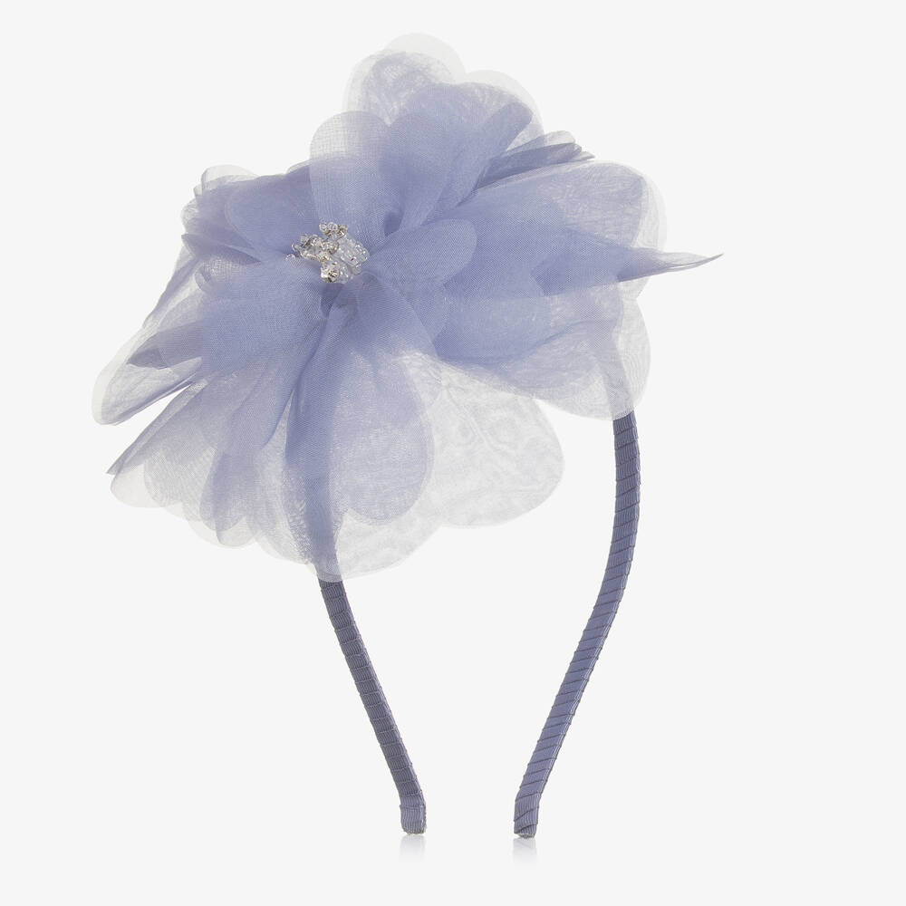 Tutu du Monde - Girls Blue Peony Flower Hairband | Childrensalon