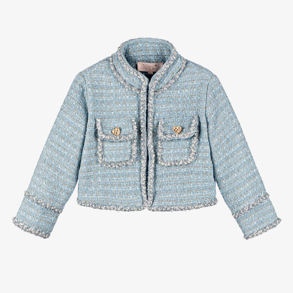 Tutu du Monde - Girls Blue Sparkly Tweed Jacket | Childrensalon