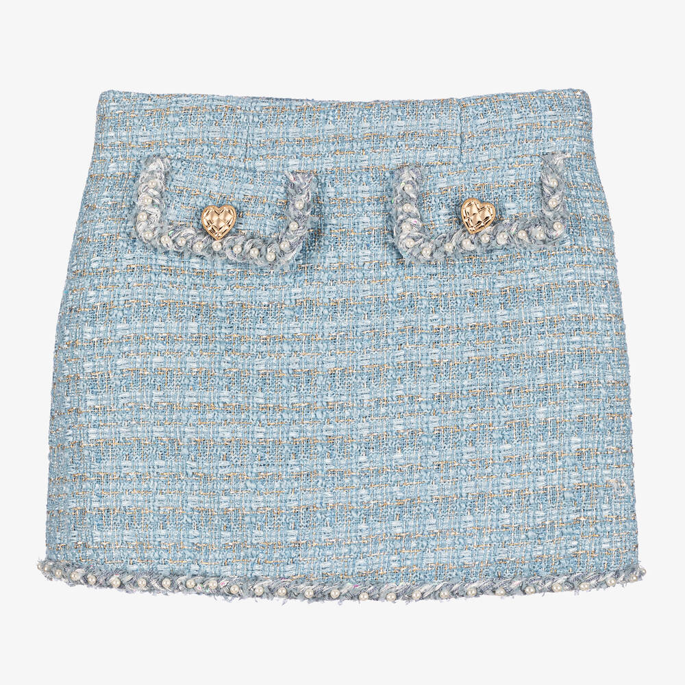 Tutu du Monde - Girls Blue Sparkly Tweed Skirt | Childrensalon