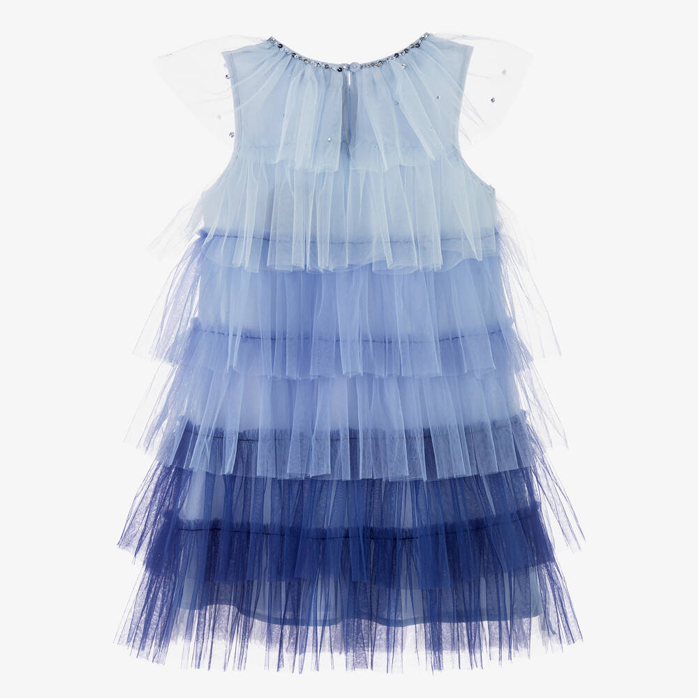 Tutu du Monde - Girls Blue Tiered Ruffle Tulle Dress | Childrensalon