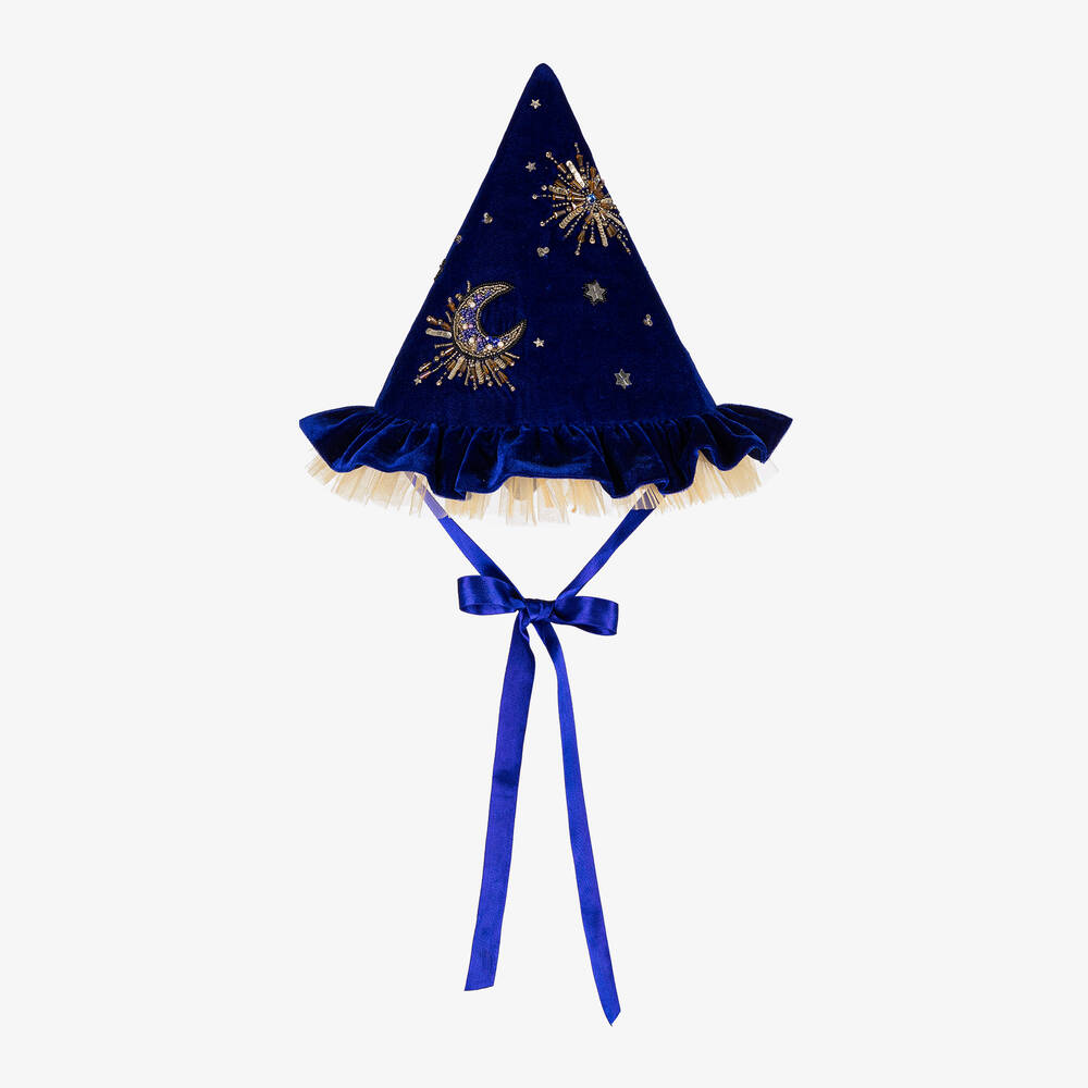 Tutu du Monde - Girls Blue Velvet Wizard Hat | Childrensalon