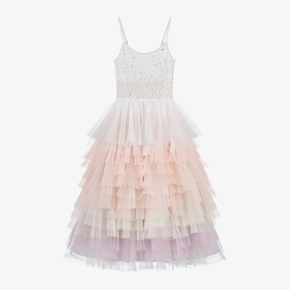 Tutu du Monde - Girls Grey & Pink Tulle Maxi Dress | Childrensalon