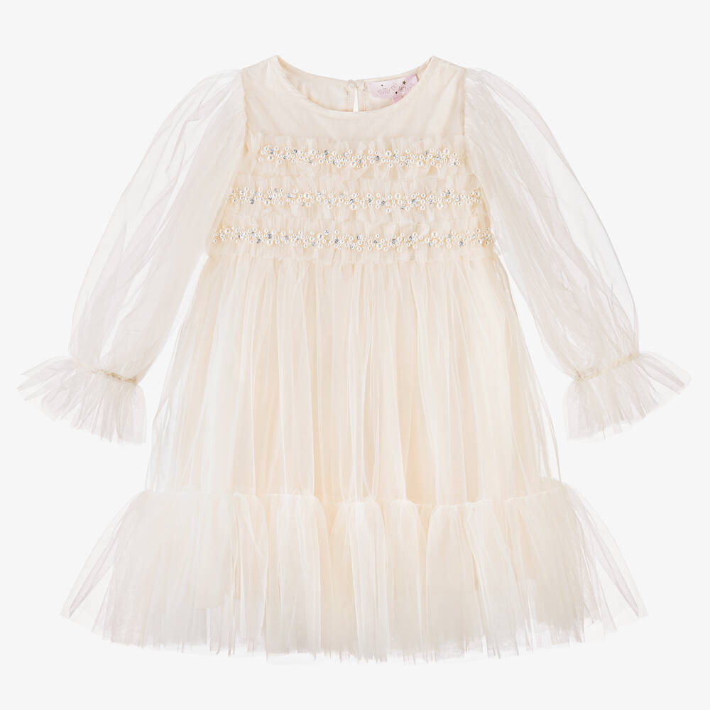 Tutu du Monde - Кремовое платье из тюля с бисером для девочек | Childrensalon