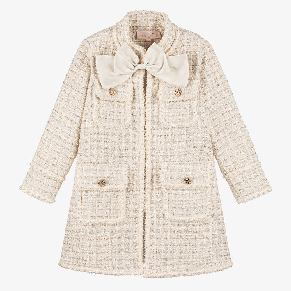 Tutu du Monde - Girls Ivory Sparkly Tweed Coat | Childrensalon