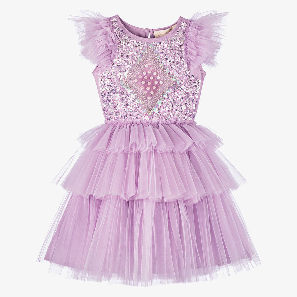 Tutu du Monde - Girls Lilac Purple Sequined Tulle Dress | Childrensalon