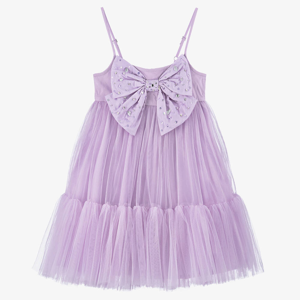 Tutu du Monde - Girls Lilac Purple Tulle Bow Dress | Childrensalon