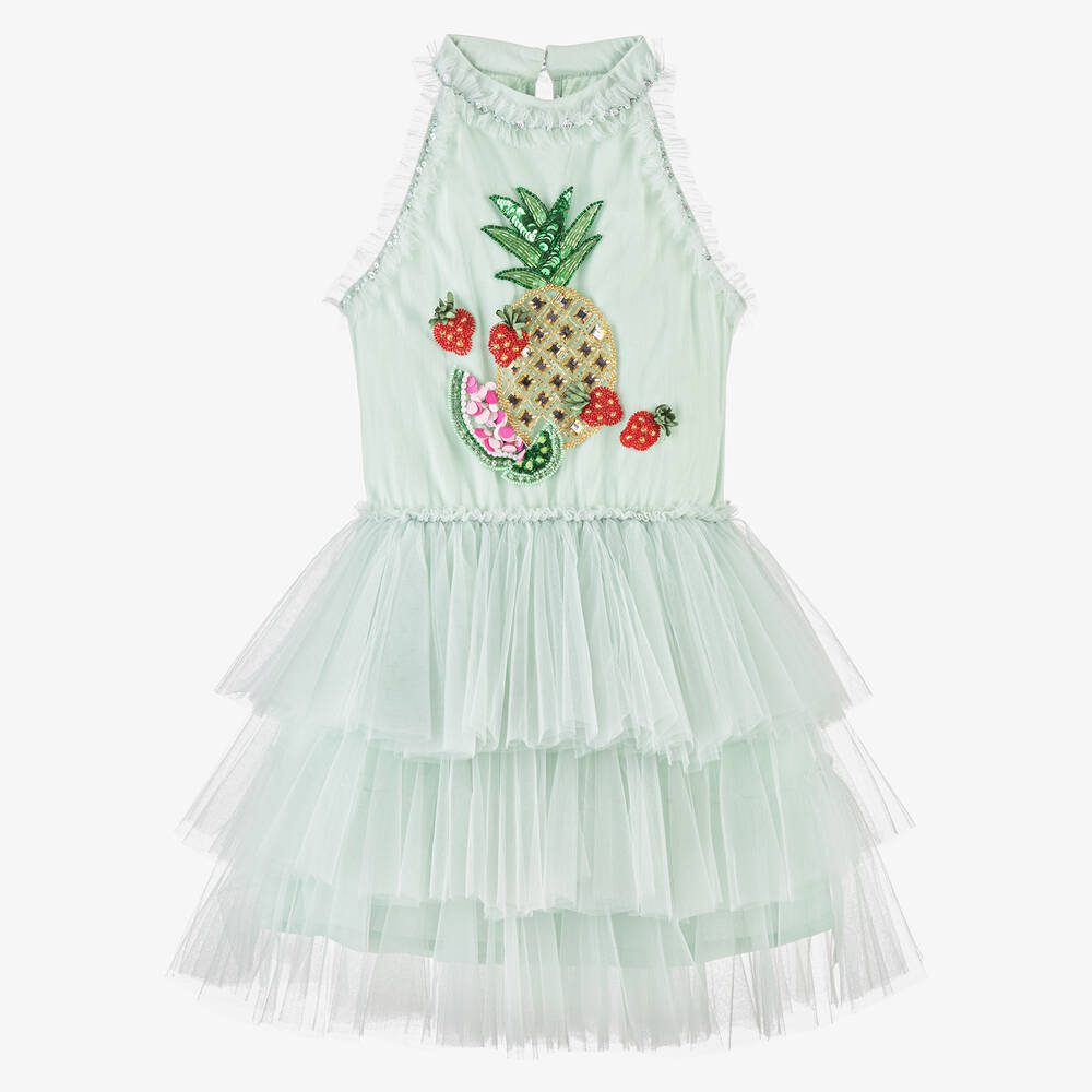 Tutu du Monde - Мятно-зеленое платье из тюля с пайетками | Childrensalon