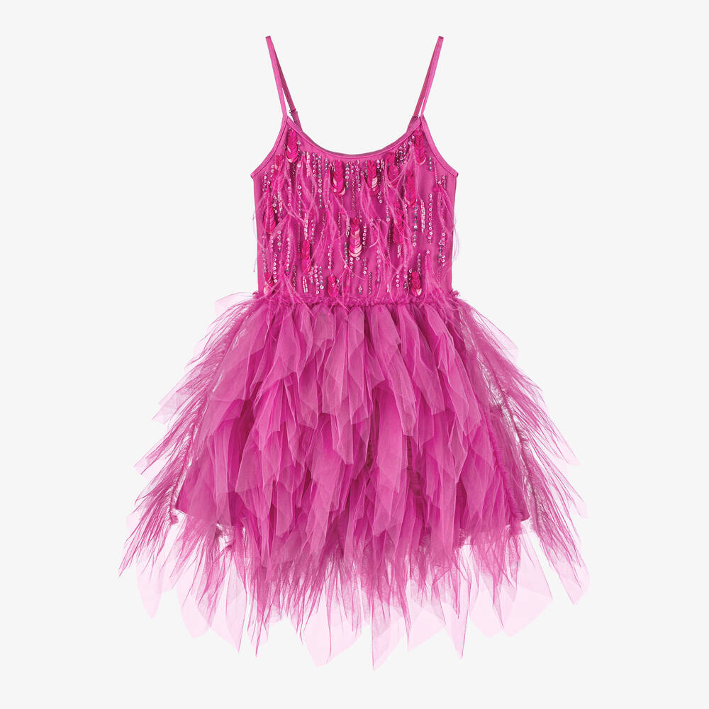 Tutu du Monde - Girls Pink Feather & Tulle Sparkle Dress | Childrensalon