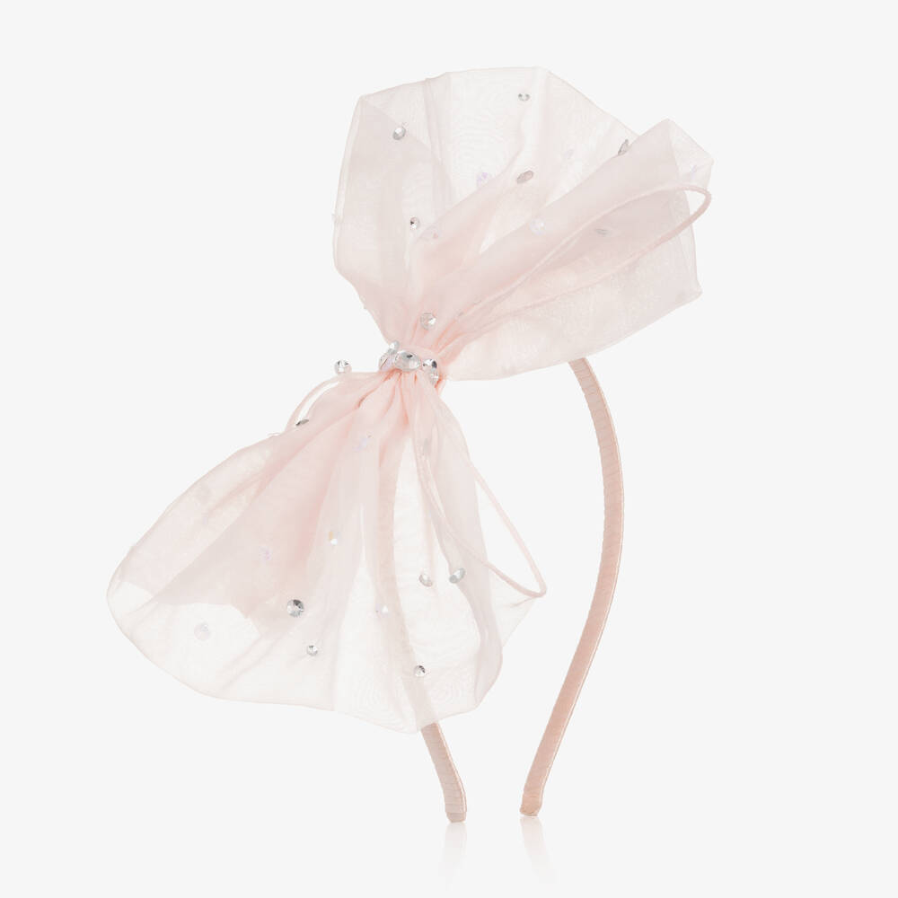 Tutu du Monde - Girls Pink Organza Bow Hairband | Childrensalon