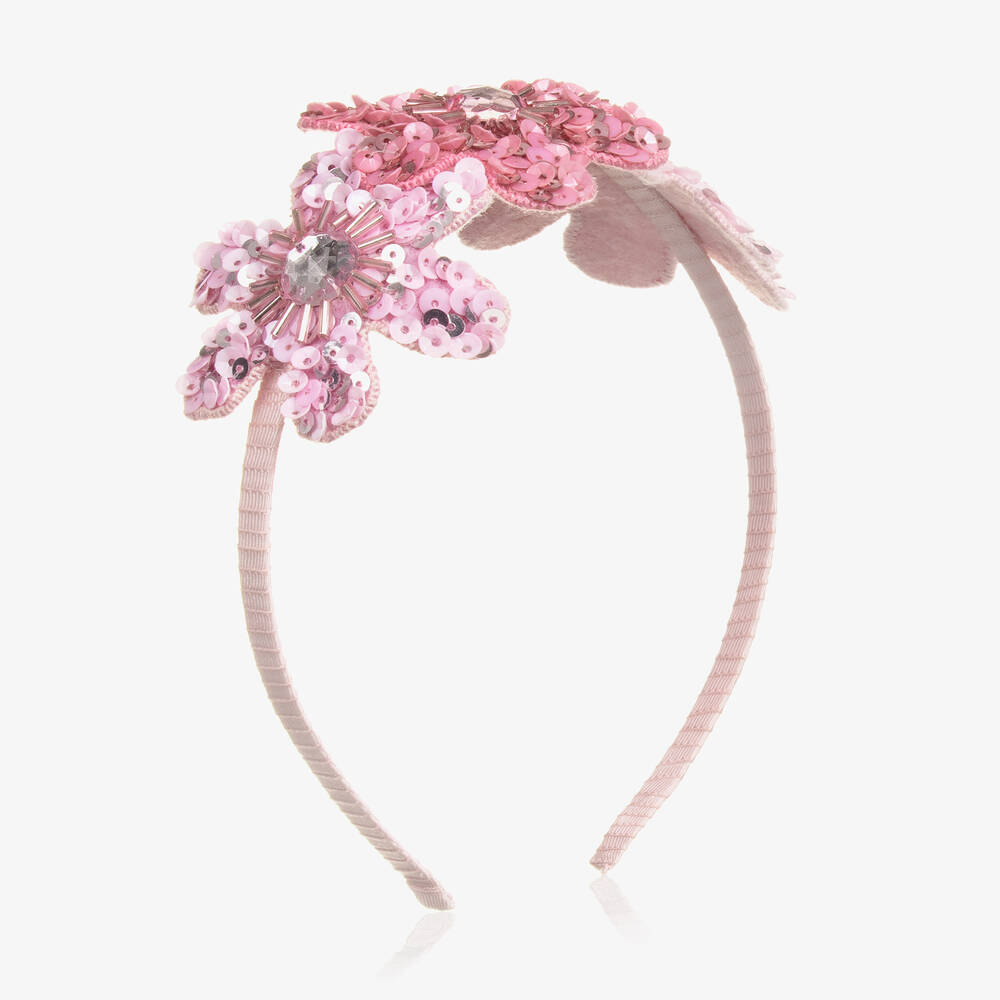 Tutu du Monde - Girls Pink Sequin Flower Hairband | Childrensalon