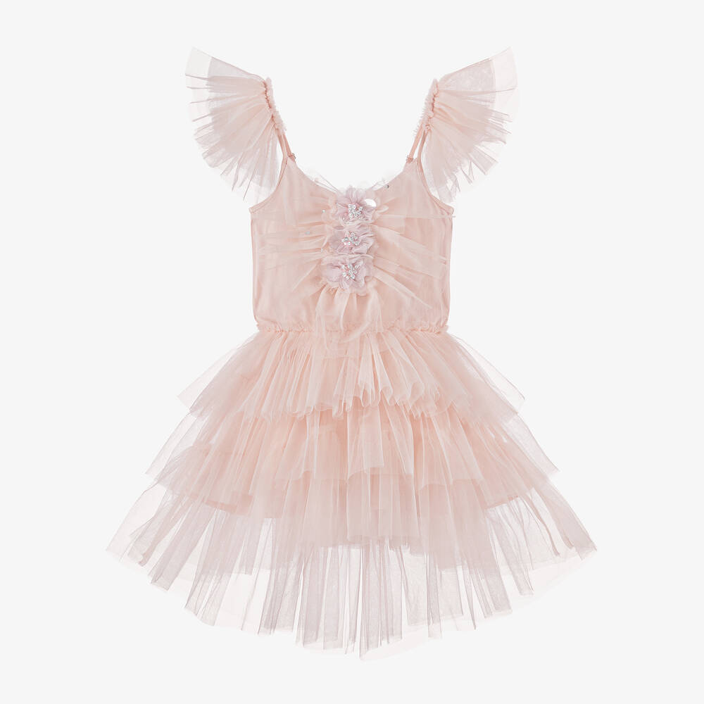 Tutu du Monde - Girls Pink Sequin Flower Tulle Dress | Childrensalon