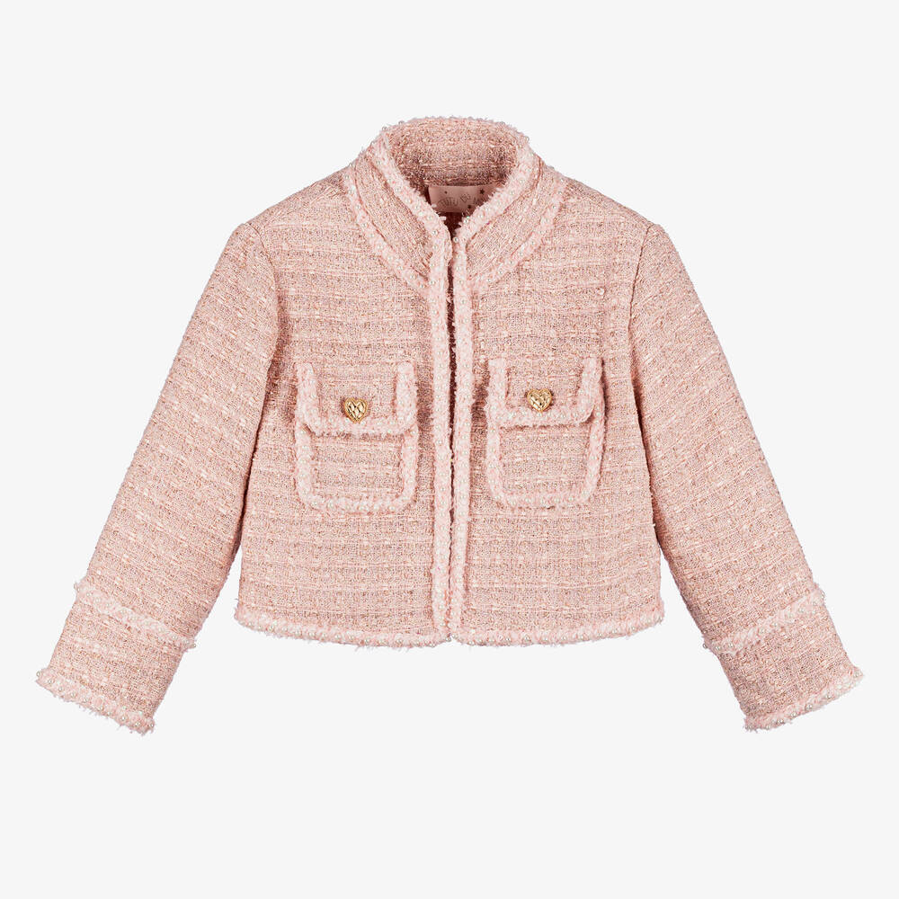 Tutu du Monde - Girls Pink Sparkly Tweed Jacket | Childrensalon