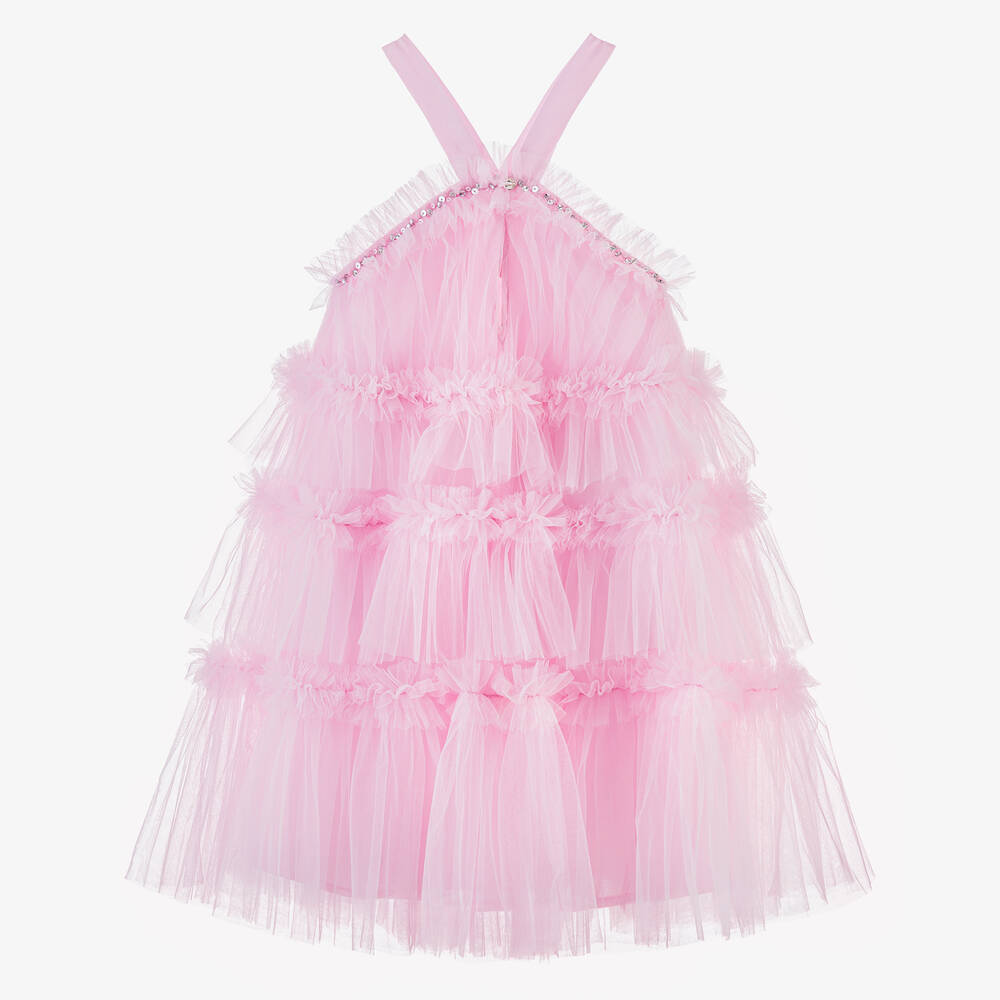 Tutu du Monde - Girls Pink Tiered Ruffle Tulle Dress | Childrensalon