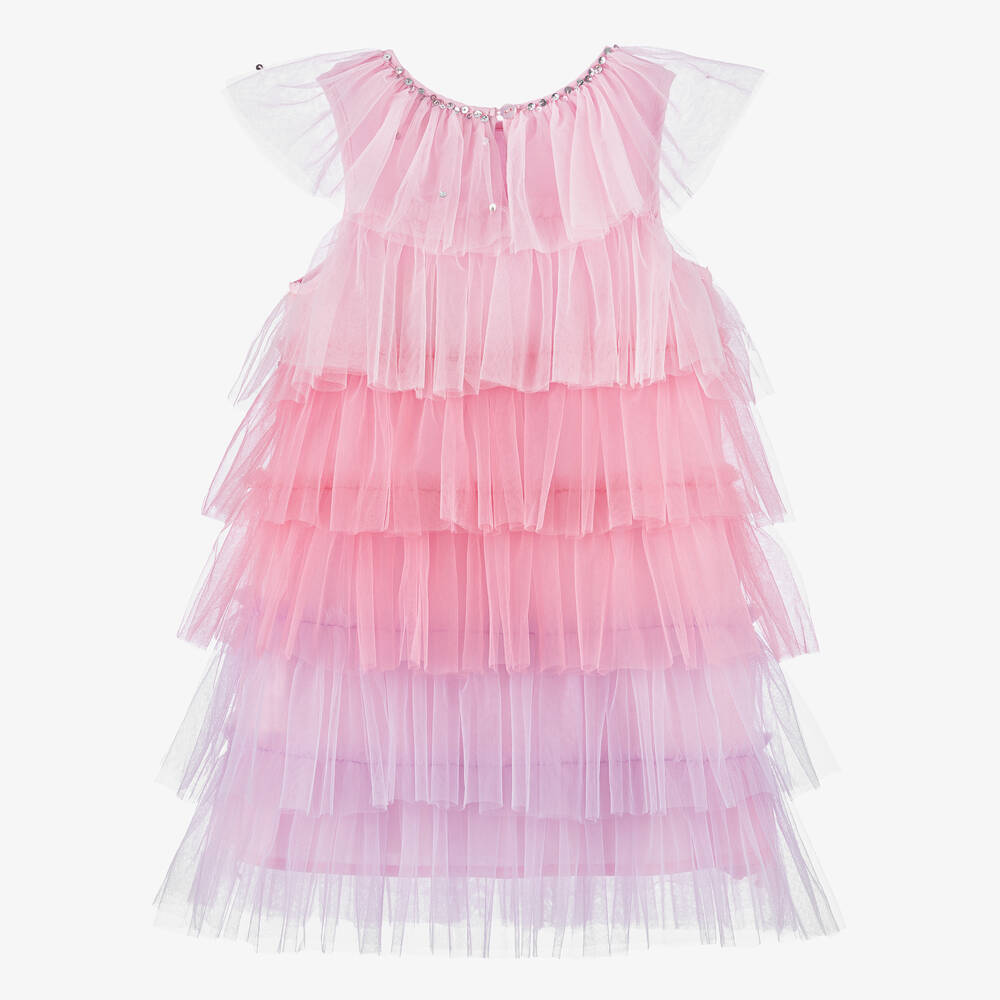 Tutu du Monde - Girls Pink Tiered Ruffle Tulle Dress | Childrensalon