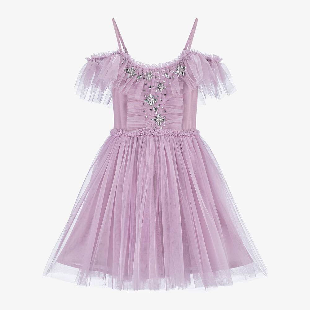 Tutu du Monde - Girls Purple Jewelled Tulle Dress | Childrensalon